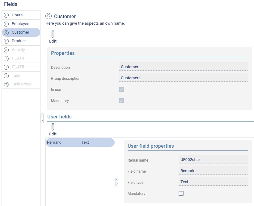 Modules > Maintenance and settings > Fields > Aspect types